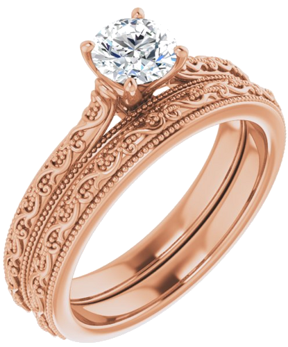 Sužadėtuvių Žiedas „Solitaire“ 585 Rožinis Aukso Round 5.2mm (6)