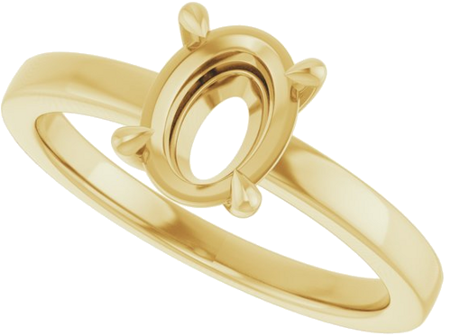 14K Yellow 8x6 mm Oval Solitaire Engagement Ring Mounting (5)