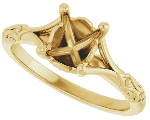 Sužadėtuvių Žiedas „Solitaire Split Shank“ 585 Geltonojo Aukso Oval 8mm x 6mm (5)