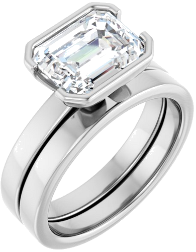 Sužadėtuvių Žiedas „Half-Bezel Solitaire“ 950 Platinos Emerald 9mm x 7mm (6)