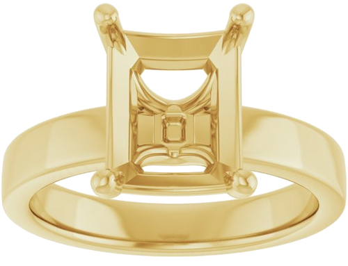 14K Yellow 10x8 mm Emerald Solitaire Engagement Ring Mounting (3)