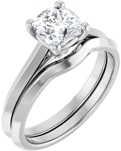 14K White 6 mm Cushion Solitaire Engagement Ring Mounting (6)