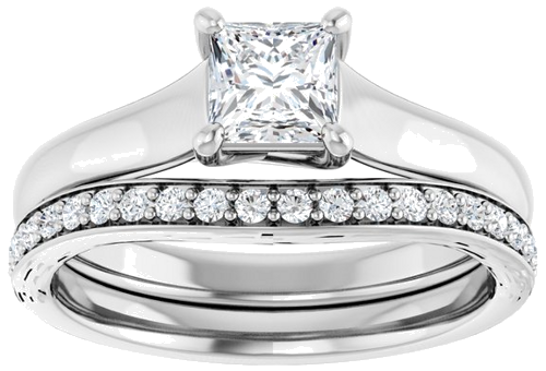 Sužadėtuvių Žiedas „Solitaire“ 585 Baltojo Aukso Square 4.5mm (8)