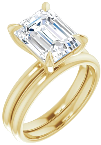 10K Yellow  10x8 mm Emerald Solitaire Engagement Ring Mounting (6)