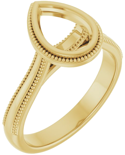 Sužadėtuvių Žiedas „Bezel-Set Solitaire“ 14k yellow gold Pear 9mm x 6mm (1)