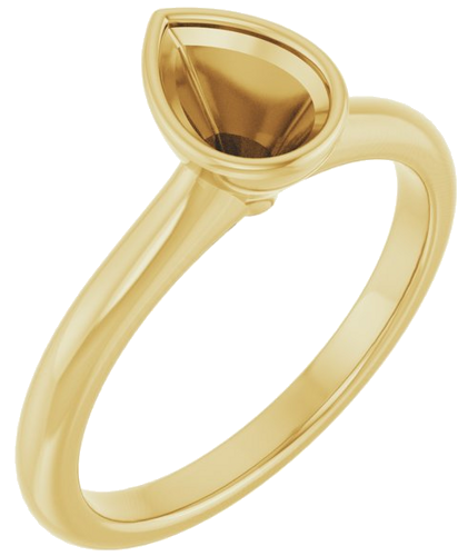 Sužadėtuvių Žiedas „Bezel-Set Solitaire“ 14k yellow gold Pear 7mm x 5mm (1)