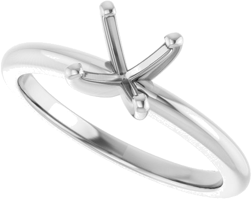 10K White  6.5 mm Round Solitaire Engagement Ring Mounting (5)