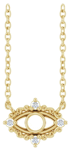 14K Yellow 2 mm Round .02 CTW Natural Diamond Semi-Set Evil Eye 18  Necklace (1)