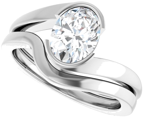 Sužadėtuvių Žiedas „Half-Bezel Solitaire“ 14k white gold Oval 8mm x 6mm (10)