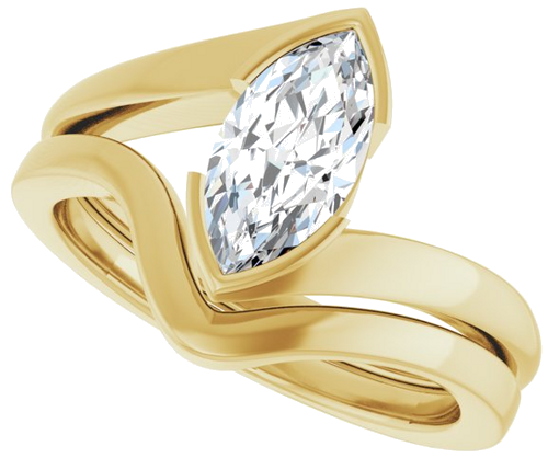 Sužadėtuvių Žiedas „Half-Bezel Solitaire“ 14k yellow gold Marquise 10mm x 5mm (10)