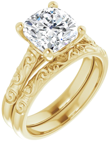 Sužadėtuvių Žiedas „Solitaire“ 14k yellow gold Cushion 8mm (6)