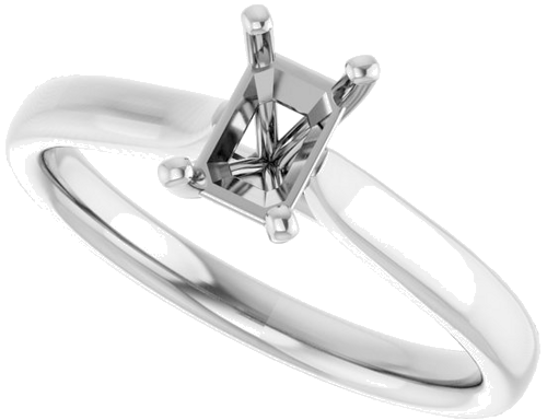 14K White 6x4 mm Emerald Engagement Ring Mounting (5)