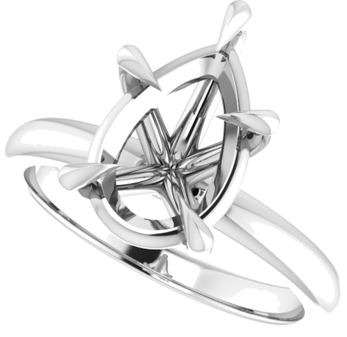 14K White 12x8 mm Pear Solitaire Engagement Ring Mounting (5)