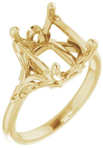 Sužadėtuvių Žiedas „Solitaire“ 585 Geltonojo Aukso Emerald 10mm x 8mm (1)