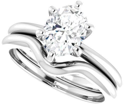 Sužadėtuvių Žiedas „Solitaire“ 585 Baltojo Aukso Oval 8mm x 6mm (10)