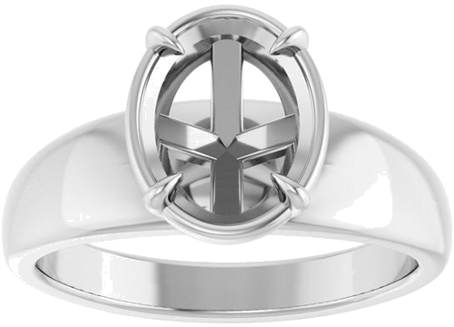 Sužadėtuvių Žiedas „Claw-Prong Solitaire Bezel-Style“ 14k white gold Oval 9mm x 7mm (3)