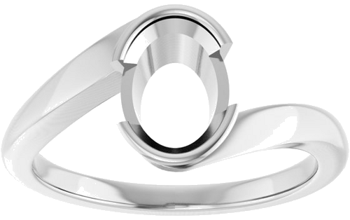 Sužadėtuvių Žiedas „Half-Bezel Solitaire“ 14k white gold Oval 8mm x 6mm (3)