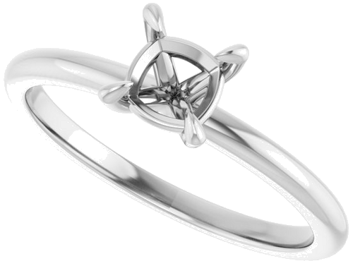 14K White  5x5 mm Cushion Solitaire Engagement Ring Mounting (5)