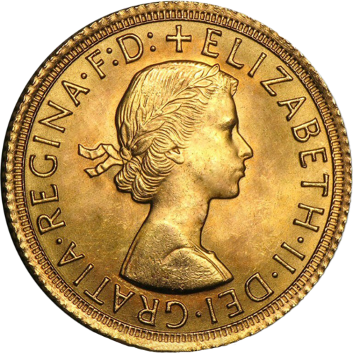 Соверен Елизаветы II (1957-1968) Великобритания золотая монета (1)