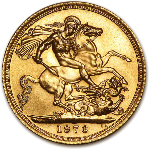 Pusė Sovereno Elžbieta II (1974-1984) Didžioji Britanija auksinė moneta (2)