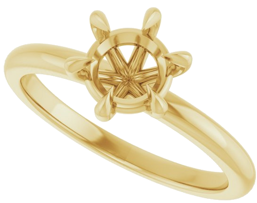 14K Yellow 6.5 mm Round Solitaire Engagement Ring Mounting (5)