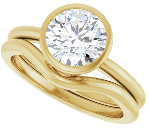 Sužadėtuvių Žiedas „Bezel-Set“ 14k yellow gold Round 7.4mm (10)