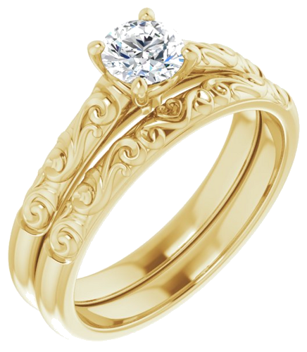 Sužadėtuvių Žiedas „Solitaire“ 14k yellow gold Round 4.8mm (6)