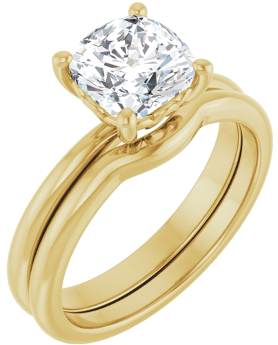 Sužadėtuvių Žiedas 14k yellow gold Cushion 7mm (6)