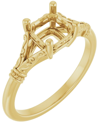 Sužadėtuvių Žiedas „Sculptural“ 10k yellow gold Asscher 6mm (1)