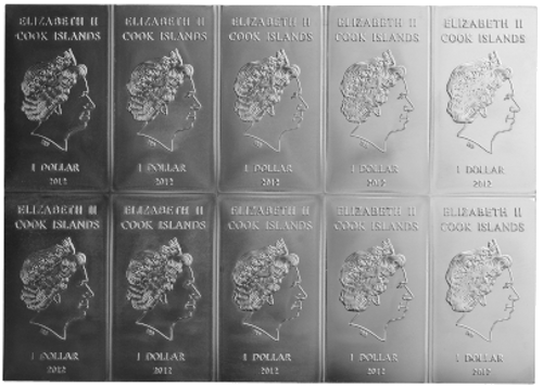 10 x 10 g CombiCoin™ 2012 Kuko salos 1 dolerio sidabrinės monetos Valcambi (12)