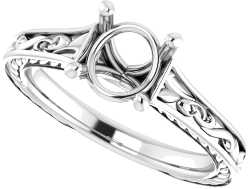 14K White  7 mm Round Solitaire Engagement Ring Mounting (5)