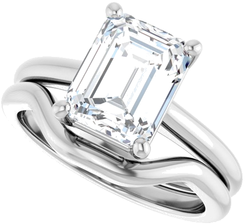 Sužadėtuvių Žiedas „V-End Prong“ 14k white gold Emerald 9mm x 7mm (10)