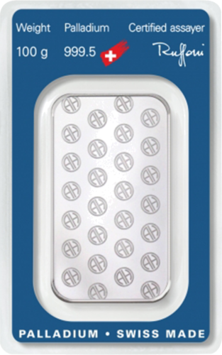 100 g paladžio luitas .995 Argor-Heraeus Šveicarija (2)