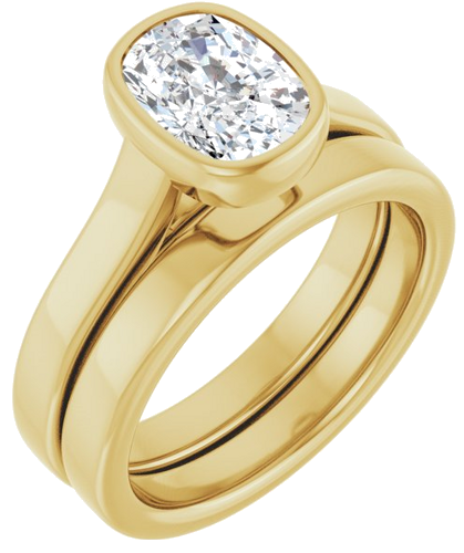 Sužadėtuvių Žiedas „Bezel-Set Solitaire“ 14k yellow gold Elongated Cushion 8mm x 6mm (6)