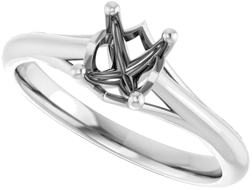 14K White 7x5 mm Oval Solitaire Engagement Ring Mounting (5)