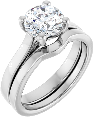 Sužadėtuvių Žiedas 14k white gold Round 7.4mm (6)