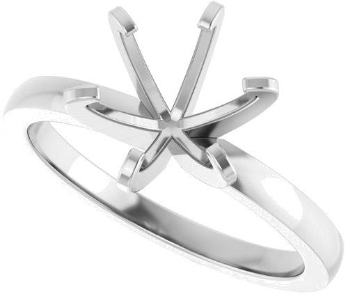 14K White 7.8-8.6 mm Round Solitaire Engagement Ring Mounting (5)