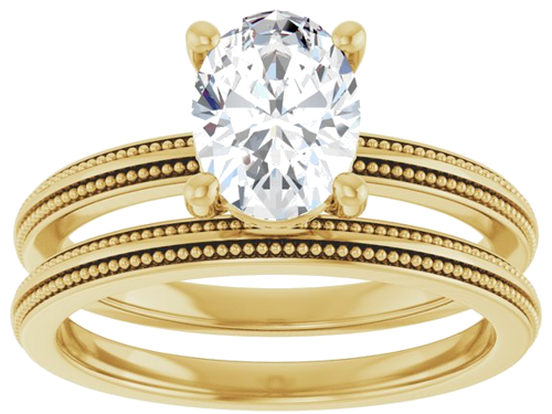 Sužadėtuvių Žiedas „Solitaire Milgrain“ 14k yellow gold Oval 8mm x 6mm (8)