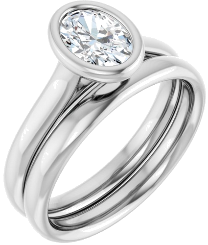 Sužadėtuvių Žiedas „Bezel-Set Solitaire“ 925 Sidabro Oval 7mm x 5mm (6)