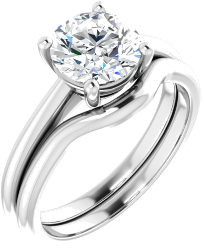 Sužadėtuvių Žiedas „Solitaire“ 14k white gold Round 7.4mm (6)