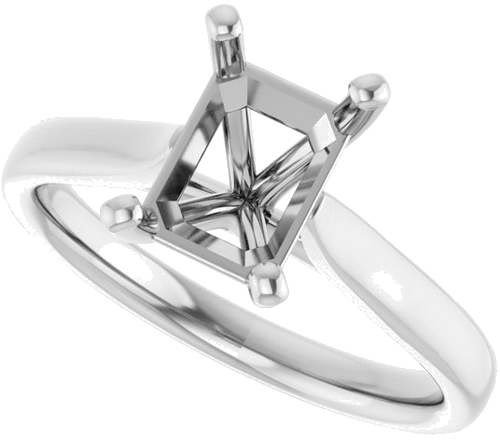 14K White 8x6 mm Emerald Engagement Ring Mounting (5)