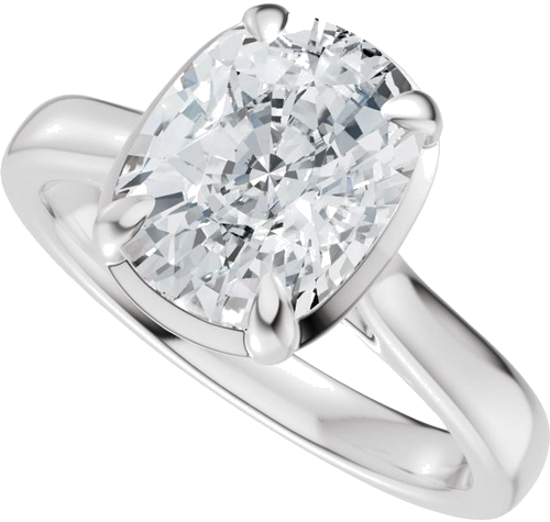Sužadėtuvių Žiedas „Claw-Prong Solitaire Bezel-Style“ 14k white gold Elongated Cushion 11mm x 9mm (5)