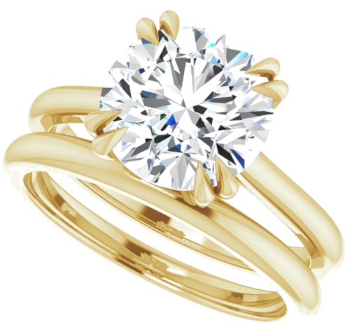 Sužadėtuvių Žiedas „Double Claw-Prong“ 18k yellow gold Round 9mm (10)