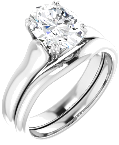 Sužadėtuvių Žiedas „Solitaire“ 14k white gold Oval 9mm x 7mm (6)