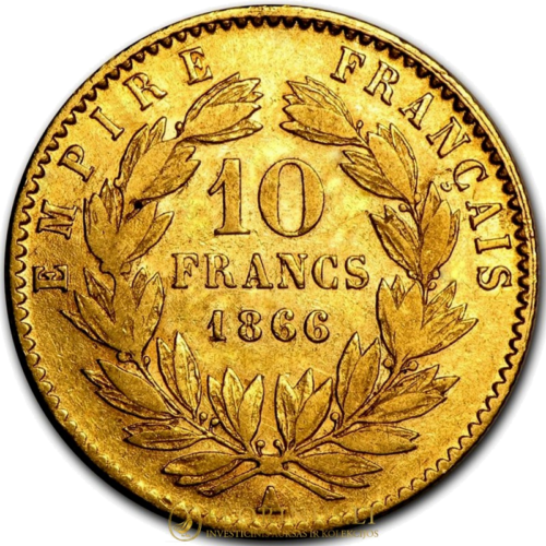 10 франков Наполеон III (с короной) 1862-1868 Французская империя золотая монета (2)