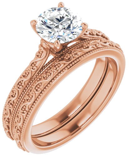 14K Rose  6.5 mm Round Solitaire Engagement Ring Mounting (6)