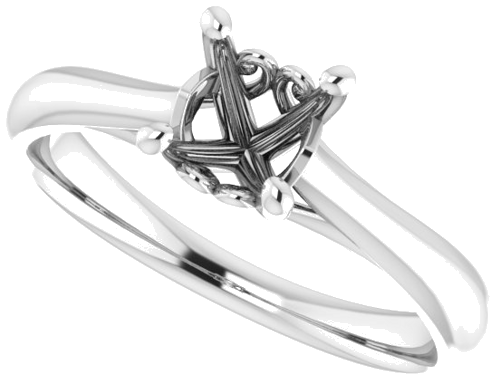 14K White  6 mm Round Solitaire Engagement Ring Mounting (5)