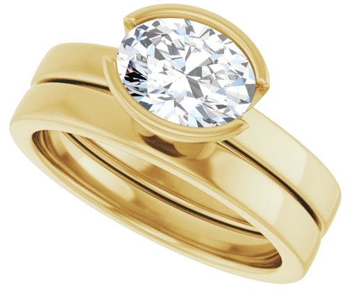 Sužadėtuvių Žiedas „Half-Bezel Solitaire“ 14k yellow gold Oval 8mm x 6mm (10)
