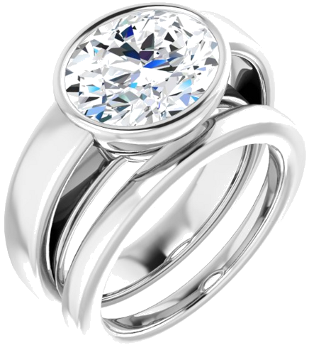 Sužadėtuvių Žiedas „Bezel-Set Solitaire“ 14k white gold Oval 11mm x 9mm (6)