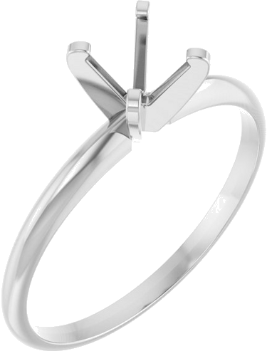 14K White 5.5 mm Round Ultra-Lightweight Solitaire Engagement Ring Mounting (1)